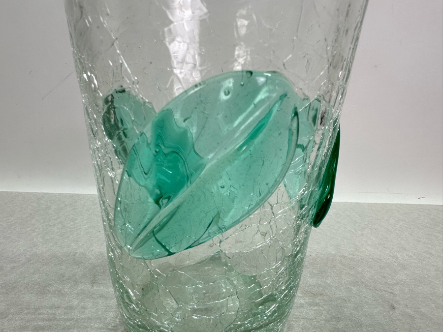 Vintage MCM Hand Blown Blenko Crackle Glass Vase 7.25'H [Photo 3]