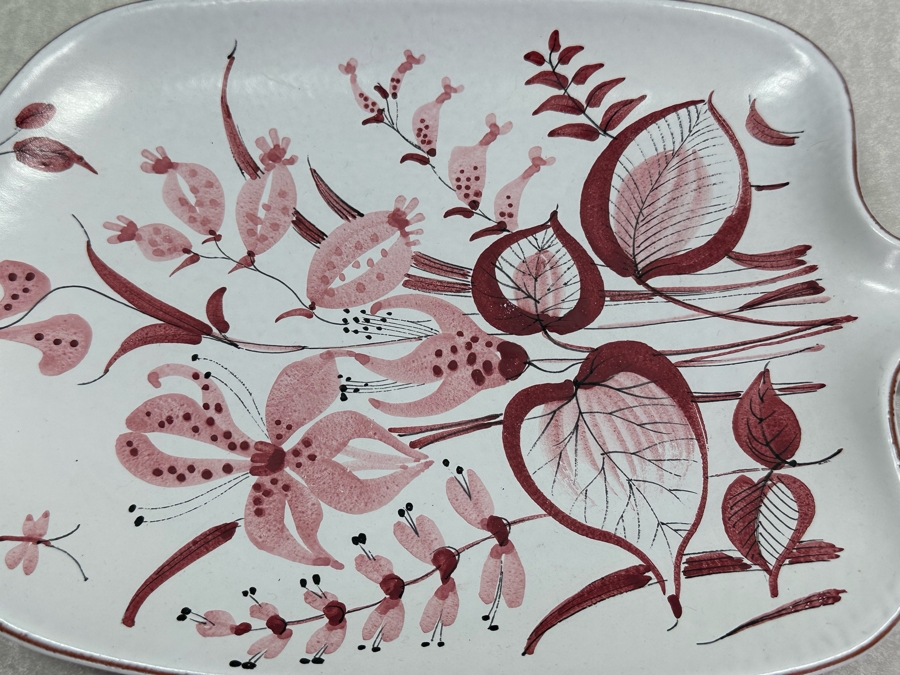 Rare Vintage Hand Painted Faience Cermaic Plate By Stig Lindberg For Gustavsberg Sweden 12' X 8' [Photo 4]