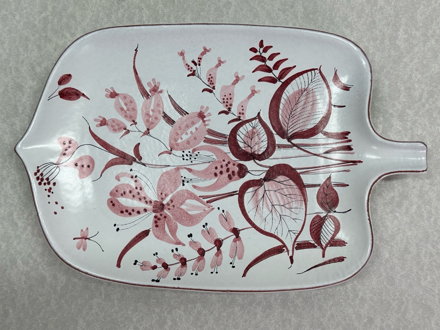 Rare Vintage Hand Painted Faience Cermaic Plate By Stig Lindberg For Gustavsberg Sweden 12' X 8' [Photo 3]