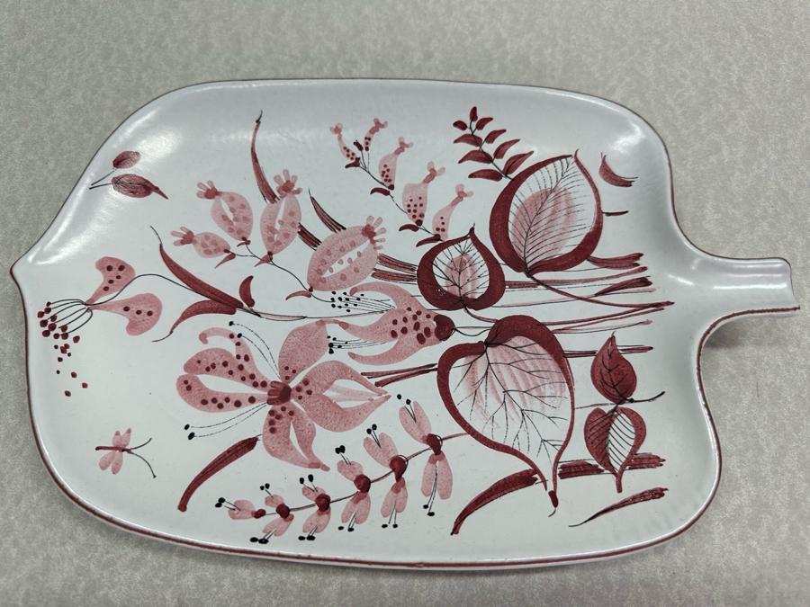 Rare Vintage Hand Painted Faience Cermaic Plate By Stig Lindberg For Gustavsberg Sweden 12' X 8' [Photo 2]