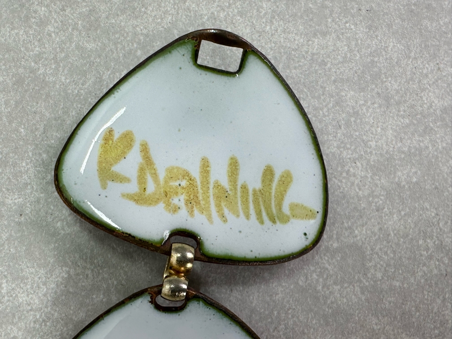 Sterling Silver Brooch Pin And Artist Signed Enamel Bracelet 7'L [Photo 6]