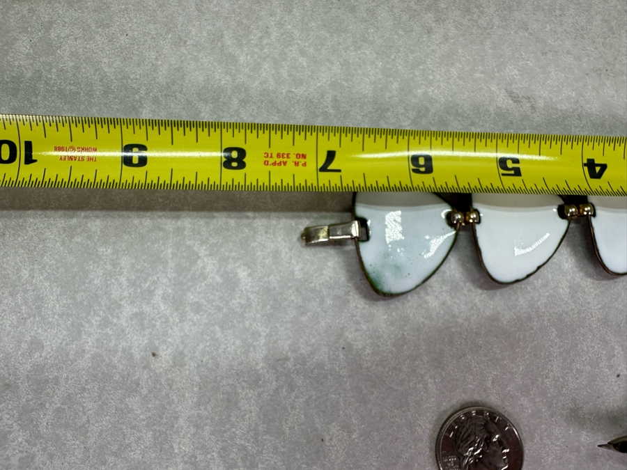 Sterling Silver Brooch Pin And Artist Signed Enamel Bracelet 7'L [Photo 7]