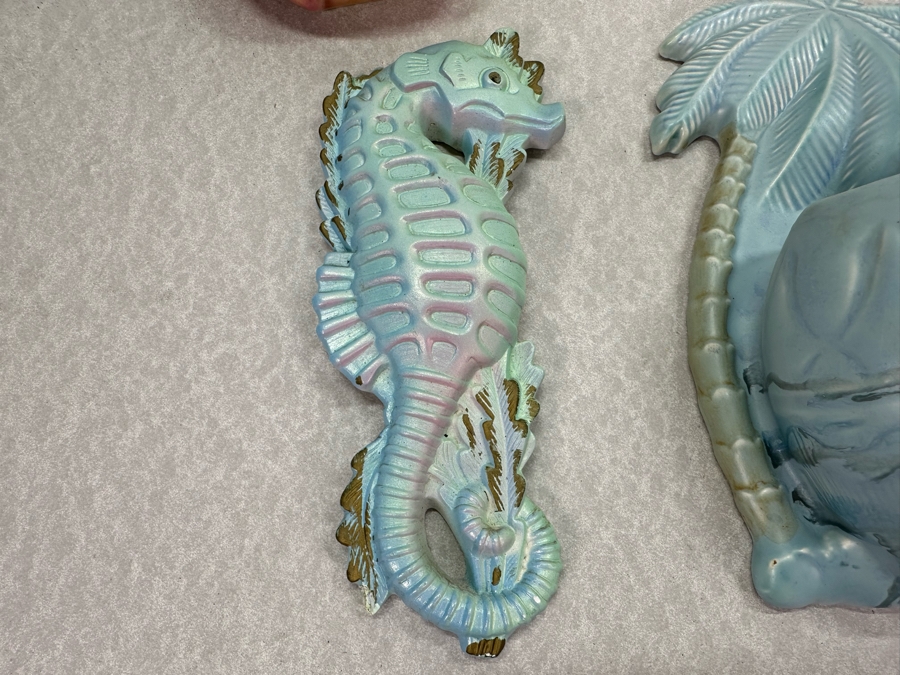 Collection Of Vintage MCM Seahorse, Fish, Tropical Wall Decor & Wall Vases [Photo 7]