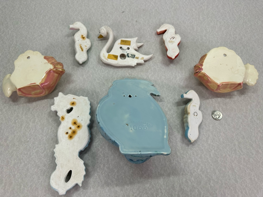 Collection Of Vintage MCM Seahorse, Fish, Tropical Wall Decor & Wall Vases [Photo 9]