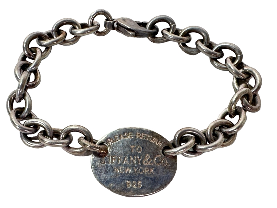 Vintage Sterling Silver Tiffany & Co. New York Please Return To Tiffany Bracelet 7'L 24.5g