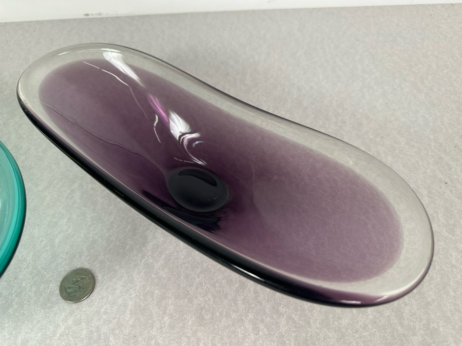 Pair Of Vintage Mid-Century Modern Glass Bowls 10.5W & 12W [Photo 2]