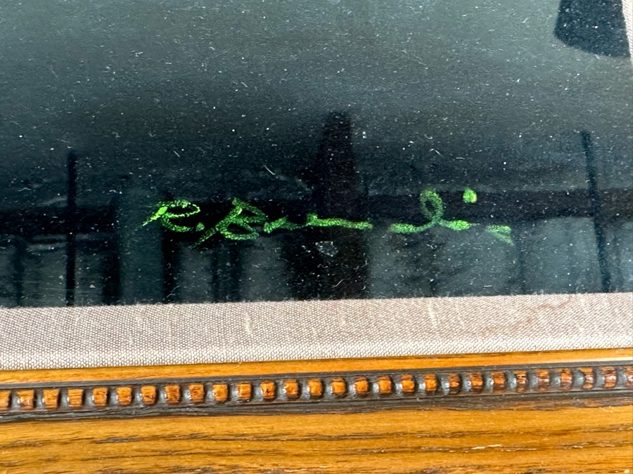 Vintage MCM Artist Signed Original Velvet Painting Framed 38 X 27 [Photo 3]