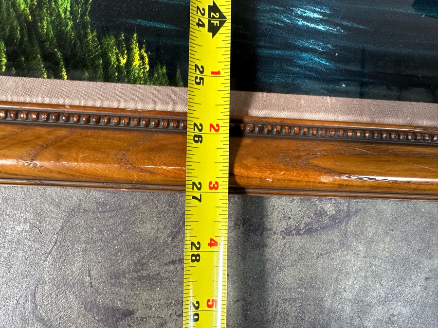 Vintage MCM Artist Signed Original Velvet Painting Framed 38 X 27 [Photo 6]