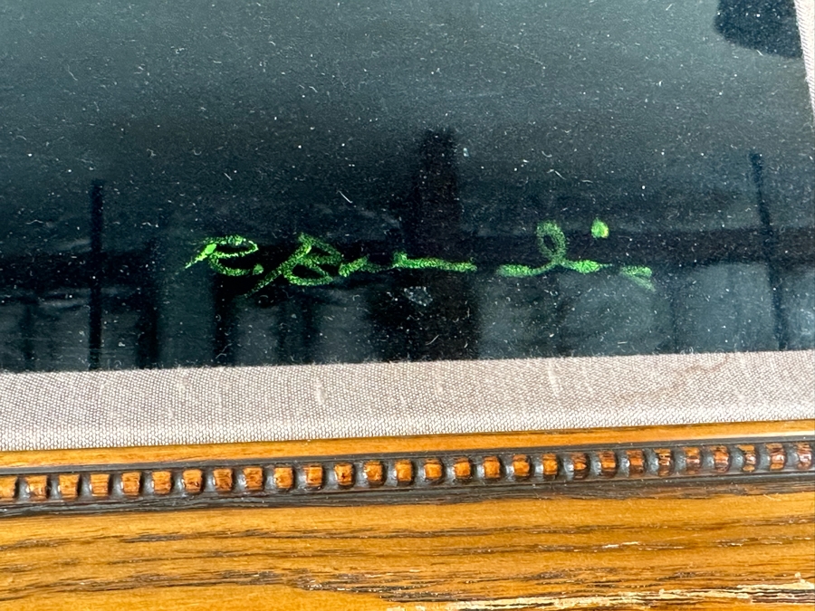 Vintage MCM Artist Signed Original Velvet Painting Framed 38 X 27 [Photo 4]