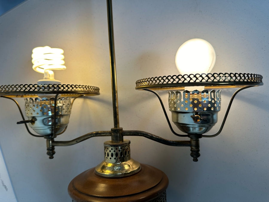 Vintage Hanging Light Fixture With Fenton Glass Amber Poppy Pattern Shades 24'H [Photo 8]