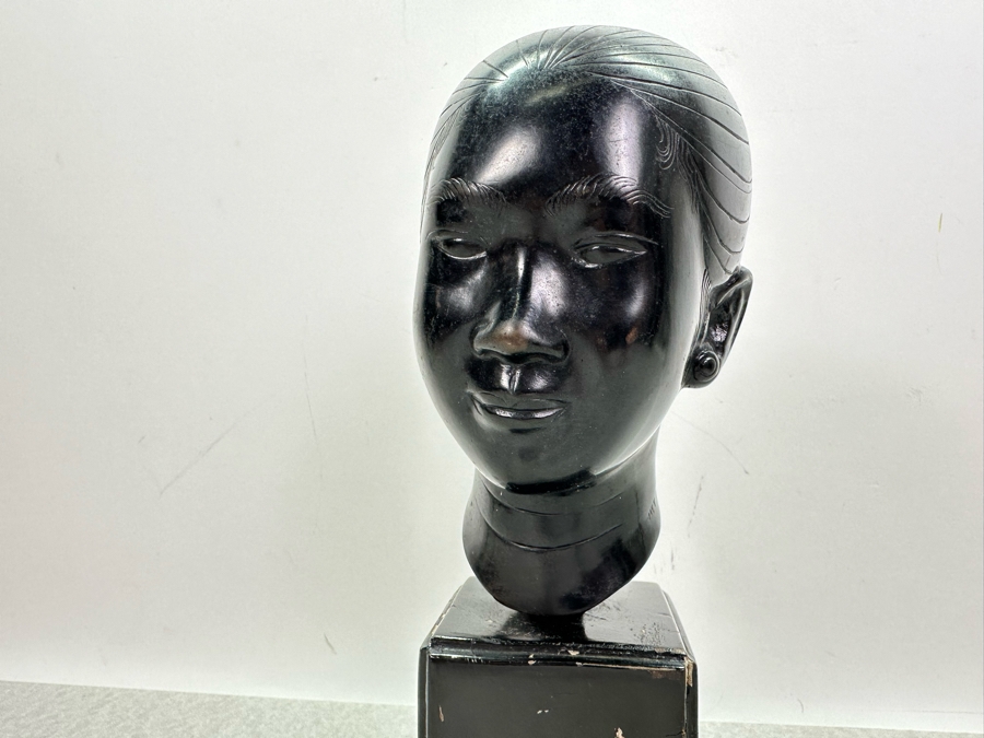 Vintage Metal Vietnamese Woman Bust Sculpture 10'H [Photo 5]