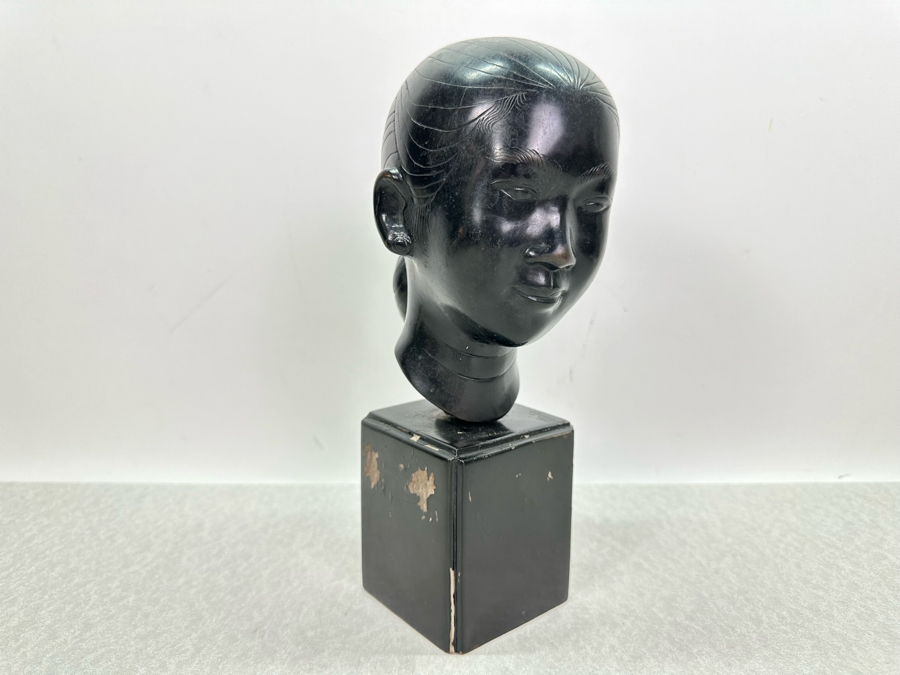 Vintage Metal Vietnamese Woman Bust Sculpture 10'H [Photo 3]