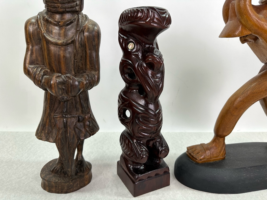 Three Hand Carved Wooden Sculptures 11'H - 14.5'H [Photo 3]