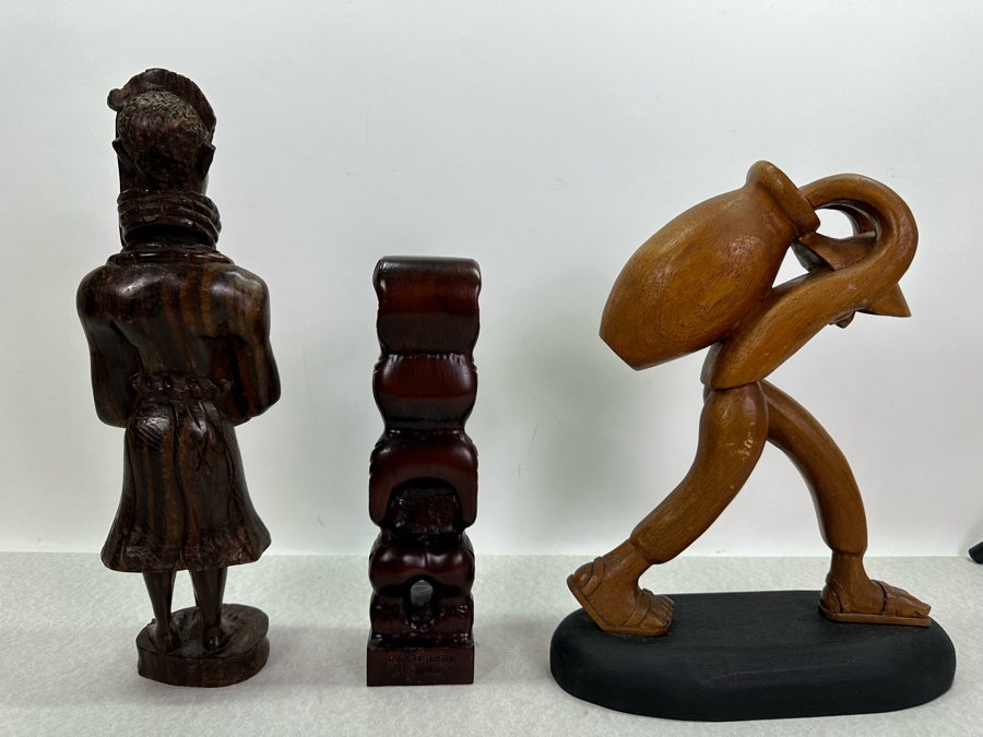Three Hand Carved Wooden Sculptures 11'H - 14.5'H [Photo 7]