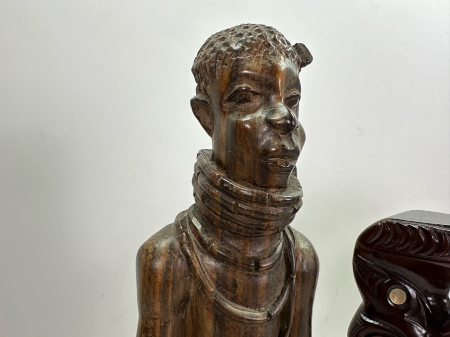 Three Hand Carved Wooden Sculptures 11'H - 14.5'H [Photo 4]