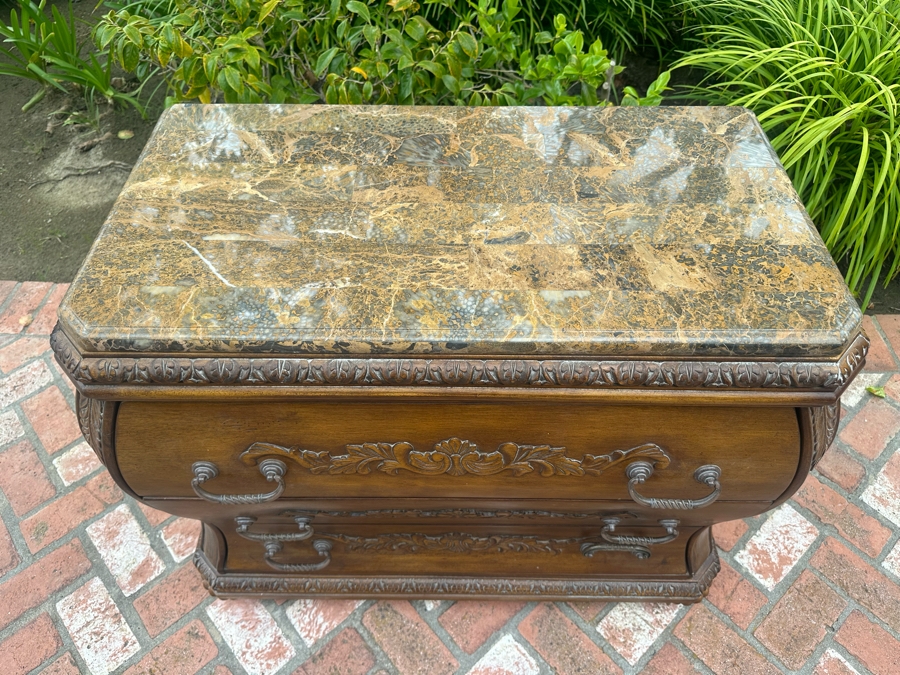 Bombay 3-Drawer Chest Of Drawers With Marble Top 37'W X 19'D X 31'H [Photo 4]