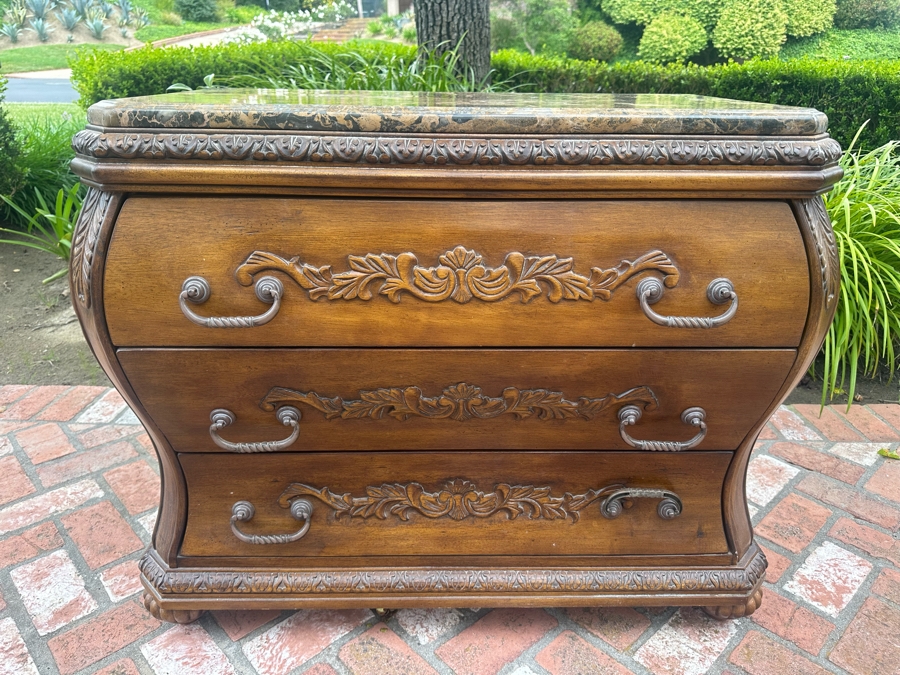 Bombay 3-Drawer Chest Of Drawers With Marble Top 37'W X 19'D X 31'H [Photo 2]