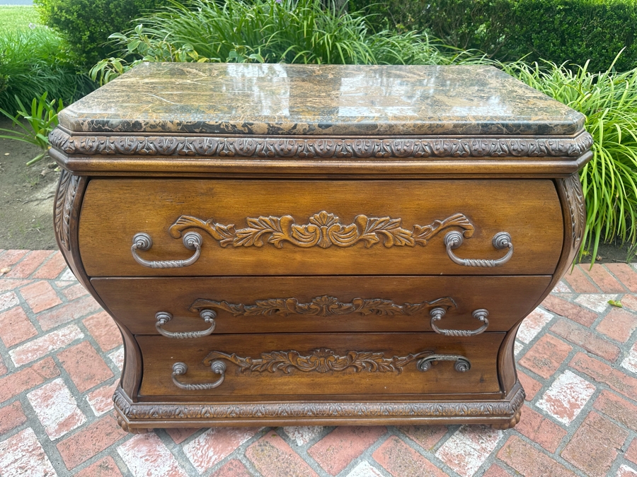Bombay 3-Drawer Chest Of Drawers With Marble Top 37'W X 19'D X 31'H [Photo 3]