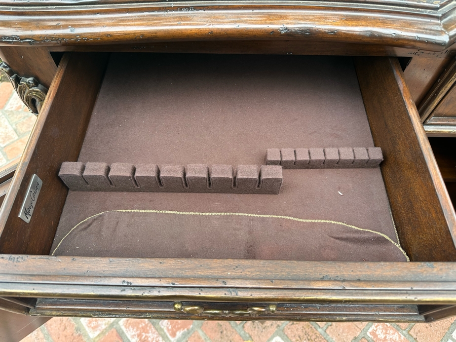 Stunning Marge Carson French Renaissance Style Inset Marble Top Sideboard Buffet Credenza (Note That Center Marble Top Has A Crack - See Photos) 9'W X 2'D X 42'H Estimate $5,000 [Photo 10]