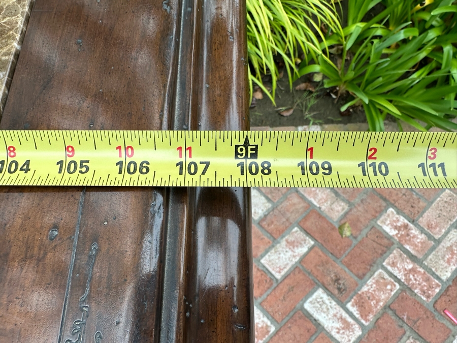 Stunning Marge Carson French Renaissance Style Inset Marble Top Sideboard Buffet Credenza (Note That Center Marble Top Has A Crack - See Photos) 9'W X 2'D X 42'H Estimate $5,000 [Photo 20]