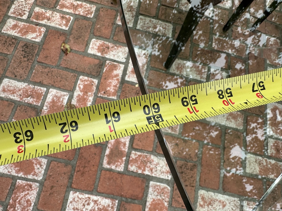 Contemporary Lucite & Metal Glass Top 5' Round Dining Table With Six Purple Upholstered Dining Chairs [Photo 9]