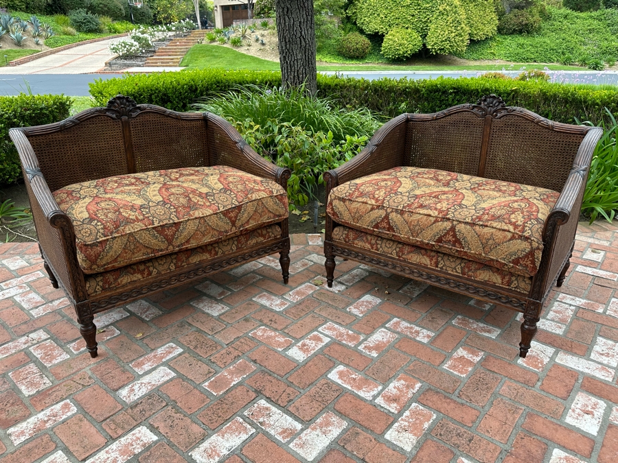 Pair Of Grand Oversize Cane Alexander and Mary By John-Richard Armchairs 40'W X 33'D X 37'H Estimate $4,000