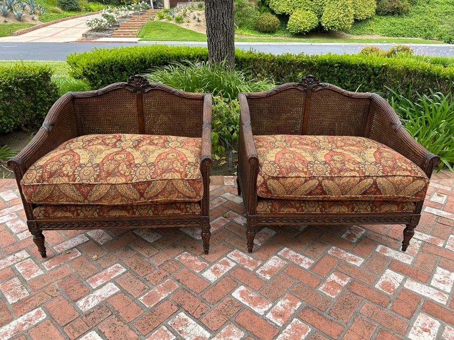 Pair Of Grand Oversize Cane Alexander and Mary By John-Richard Armchairs 40'W X 33'D X 37'H Estimate $4,000 [Photo 2]