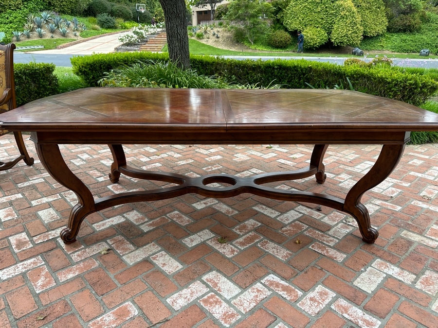 Impressive Henredon Furniture Burl Walnut Marquetry Top Formal Dining Table 92'W X 52'D X 30.5'H With One Leaf 22'W And Six Henredon Dining Chairs And Two Henredon Armchairs (8 Chairs Total) Estimate $10,000+ [Photo 20]