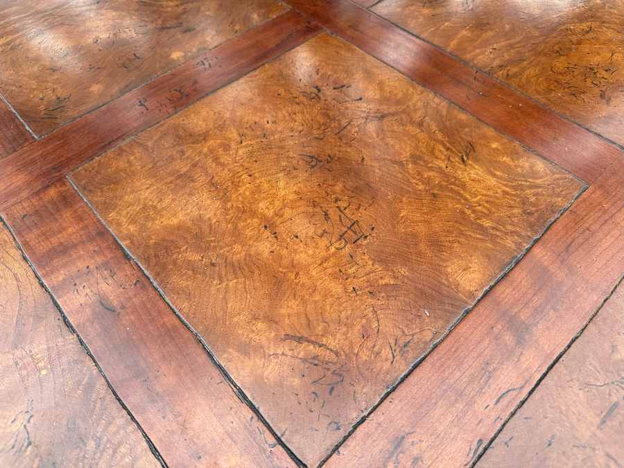 Impressive Henredon Furniture Burl Walnut Marquetry Top Formal Dining Table 92'W X 52'D X 30.5'H With One Leaf 22'W And Six Henredon Dining Chairs And Two Henredon Armchairs (8 Chairs Total) Estimate $10,000+ [Photo 8]