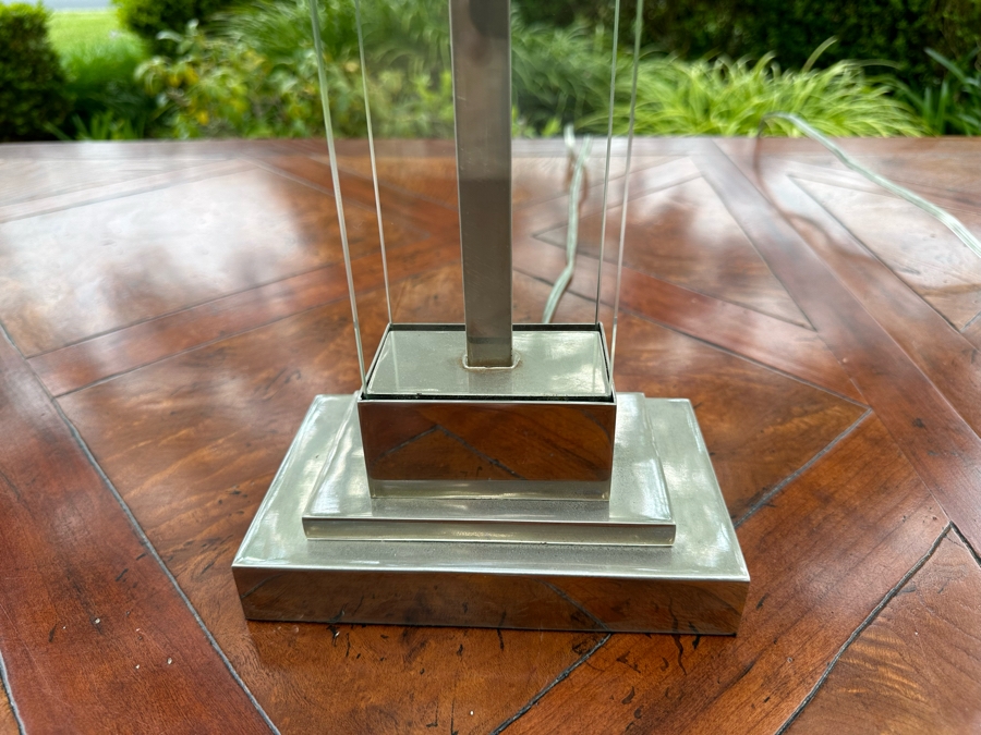 Pair Of Contemporary Glass & Metal Table Lamps 33'H [Photo 4]