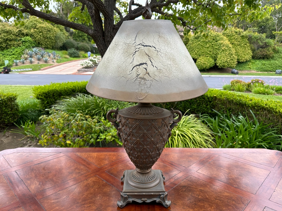 Plaster Urn Table Lamp 34'H