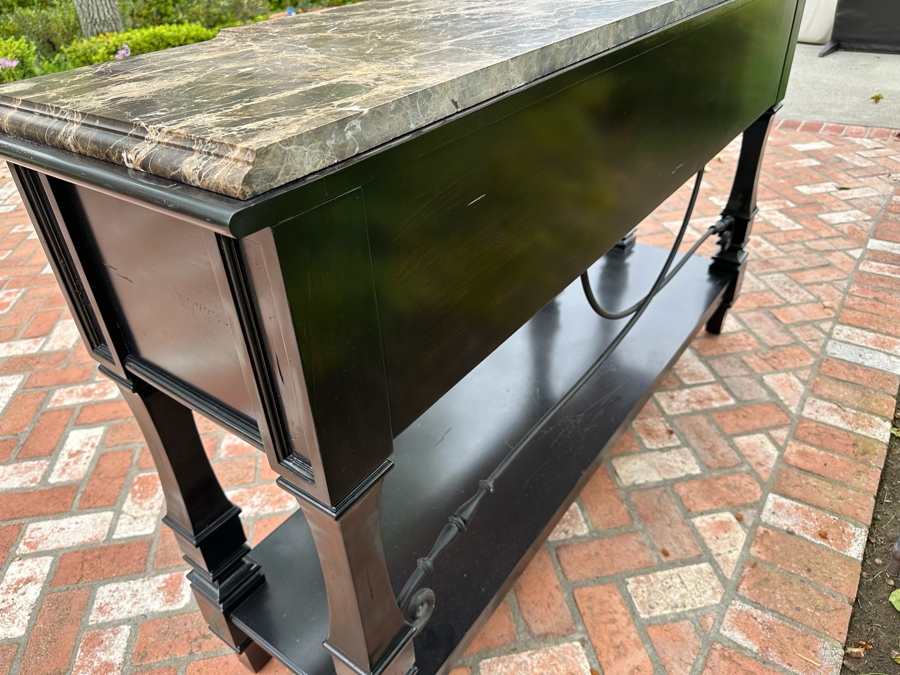 Stanley Furniture Marble Top Sideboard Server With Felt Lined Silverware Drawers 67'W X 21'D X 40'H [Photo 9]