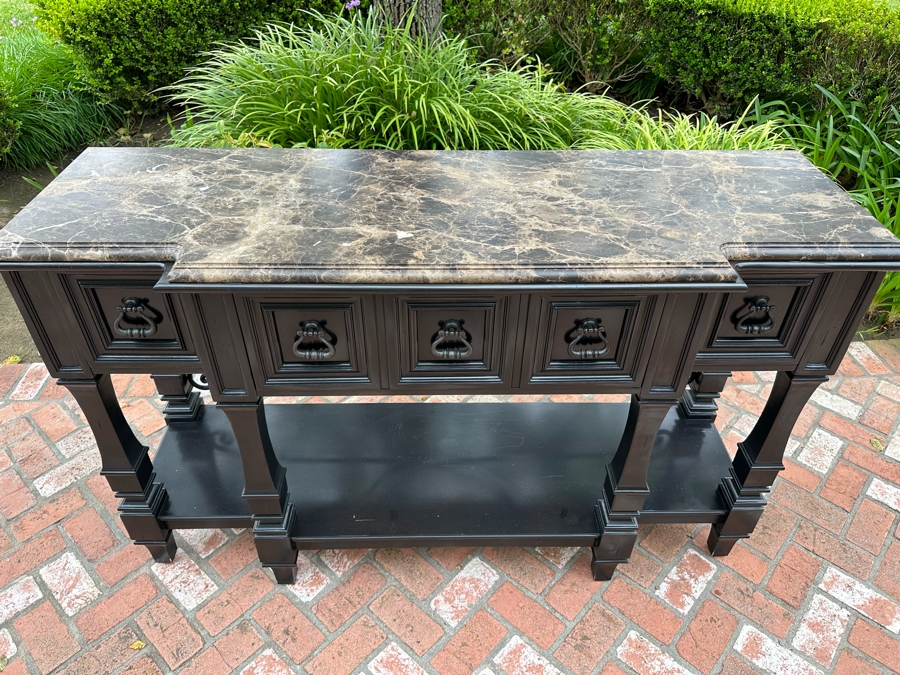 Stanley Furniture Marble Top Sideboard Server With Felt Lined Silverware Drawers 67'W X 21'D X 40'H [Photo 5]