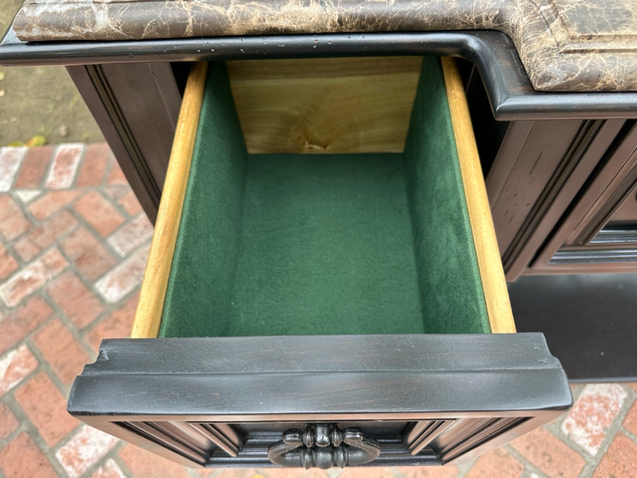 Stanley Furniture Marble Top Sideboard Server With Felt Lined Silverware Drawers 67'W X 21'D X 40'H [Photo 8]