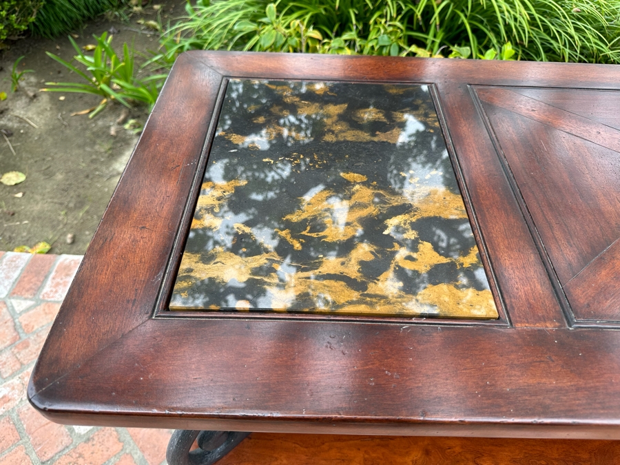 Drexel Heritage Cabinet Credenza With Inset Italian Marble 53.5'W X 22'D X 38.5'H [Photo 2]