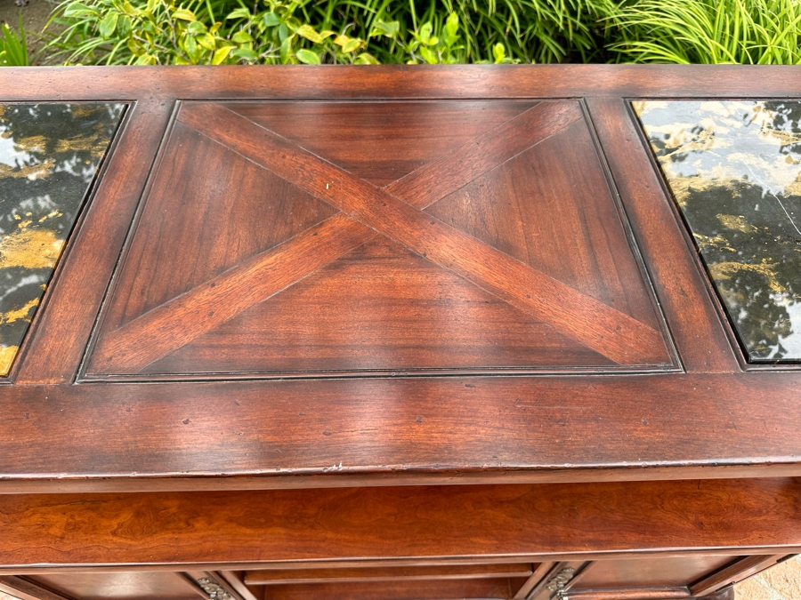 Drexel Heritage Cabinet Credenza With Inset Italian Marble 53.5'W X 22'D X 38.5'H [Photo 4]