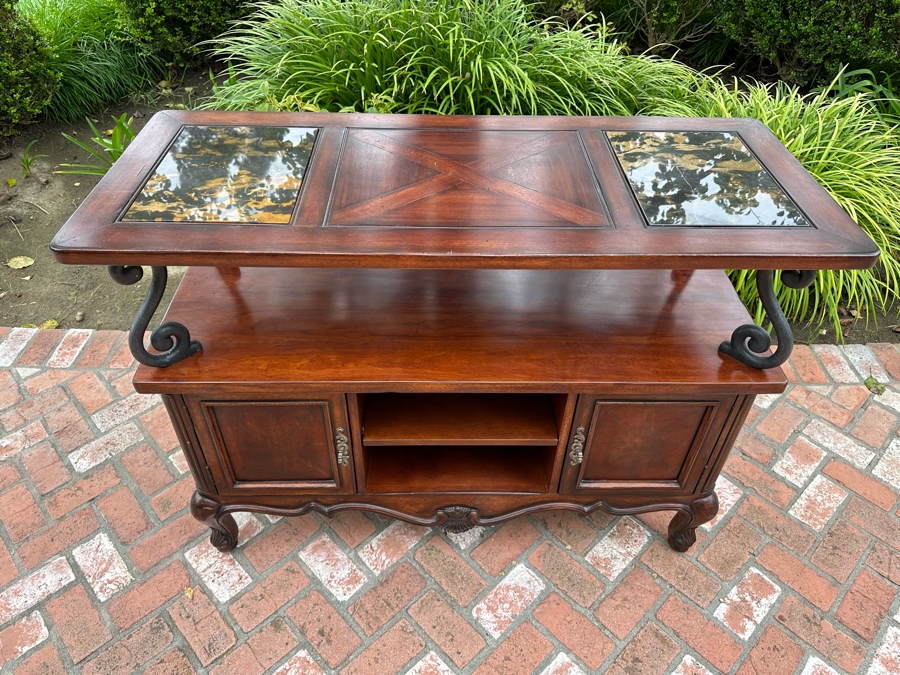Drexel Heritage Cabinet Credenza With Inset Italian Marble 53.5'W X 22'D X 38.5'H [Photo 3]