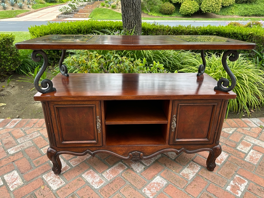 Drexel Heritage Cabinet Credenza With Inset Italian Marble 53.5'W X 22'D X 38.5'H [Photo 1]