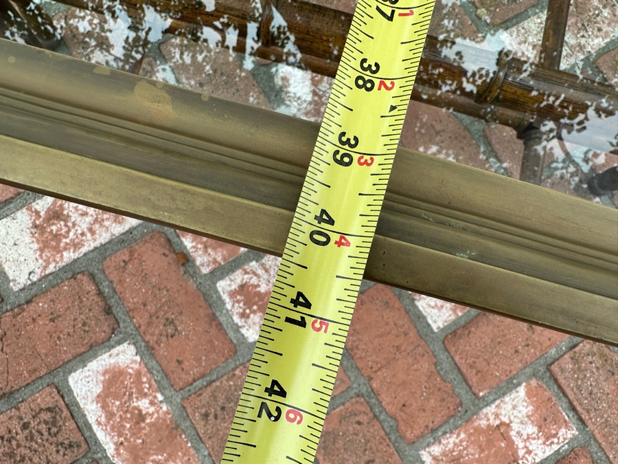 Vintage Baker Furniture Hollywood Regency Cocktail Coffee Table With Scalloped Brass Framed Glass Top And Wooden Faux Bamboo Base 40.5'W X 17.5'H Estimate $3,000 [Photo 9]