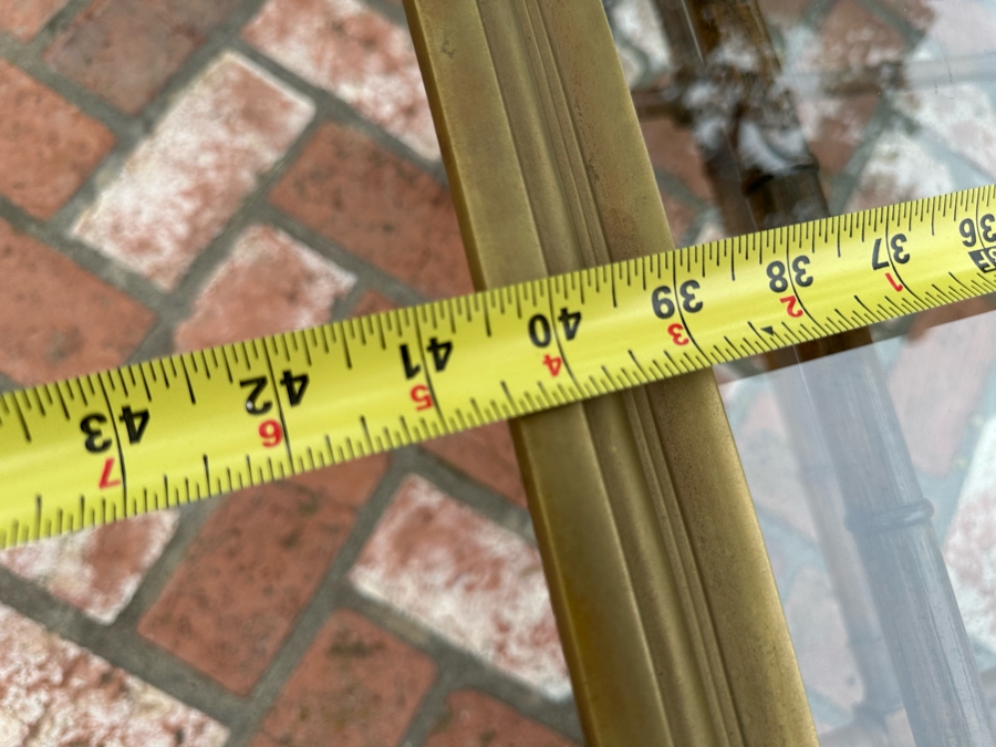 Vintage Baker Furniture Hollywood Regency Cocktail Coffee Table With Scalloped Brass Framed Glass Top And Wooden Faux Bamboo Base 40.5'W X 17.5'H Estimate $3,000 [Photo 10]