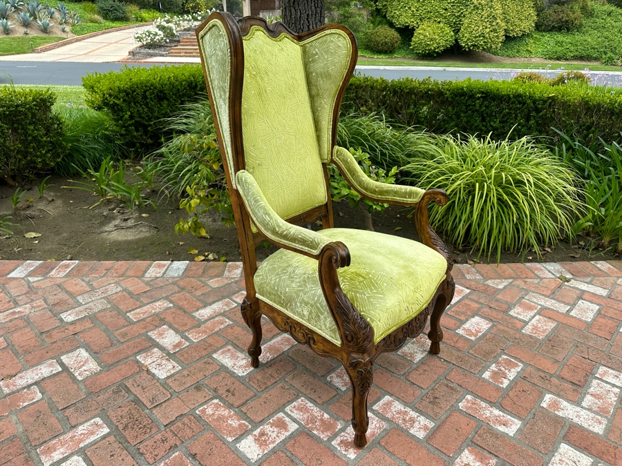 Century Furniture Wingback Upholsted Light Green Armchair 29'W X 49'H [Photo 1]