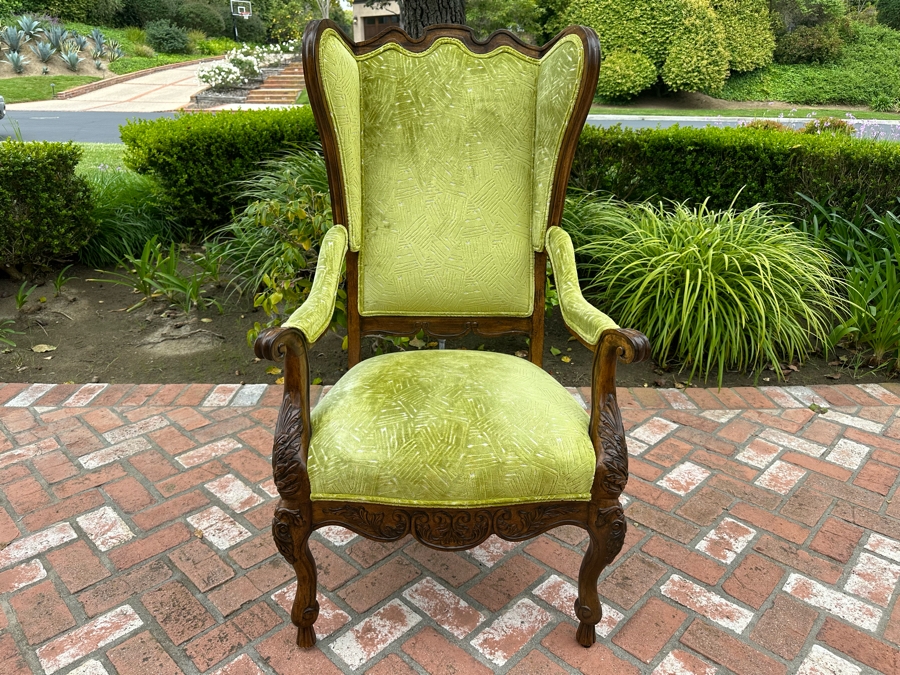 Century Furniture Wingback Upholsted Light Green Armchair 29'W X 49'H [Photo 2]