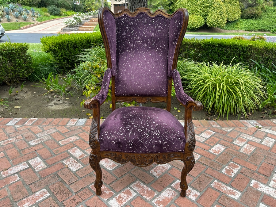 Century Furniture Wingback Upholsted Amethyst Purple Armchair 29'W X 49'H [Photo 3]