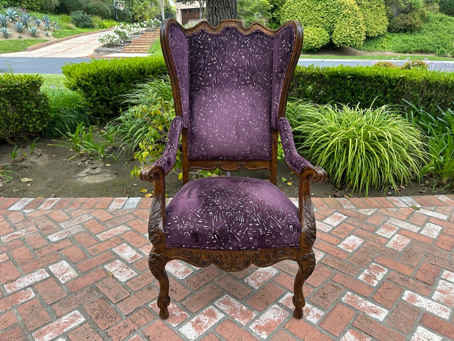 Century Furniture Wingback Upholsted Amethyst Purple Armchair 29'W X 49'H [Photo 2]