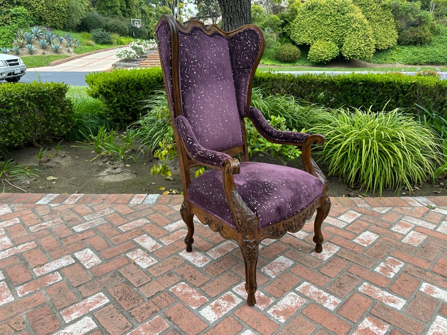 Century Furniture Wingback Upholsted Amethyst Purple Armchair 29'W X 49'H