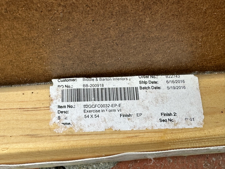 Exercise In Form VI By Fern Cassidy Wrapped Canvas On Board Print 54' X 54' Retails $1,600 [Photo 7]