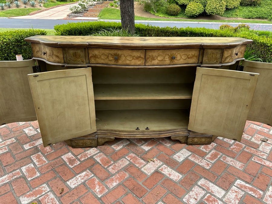 Seven Seas By Hooker Furniture Buffet Sideboard (Missing Hardware On Right Cabinet Door) 86'W X 22'D X 40'H Estimate $900 [Photo 8]
