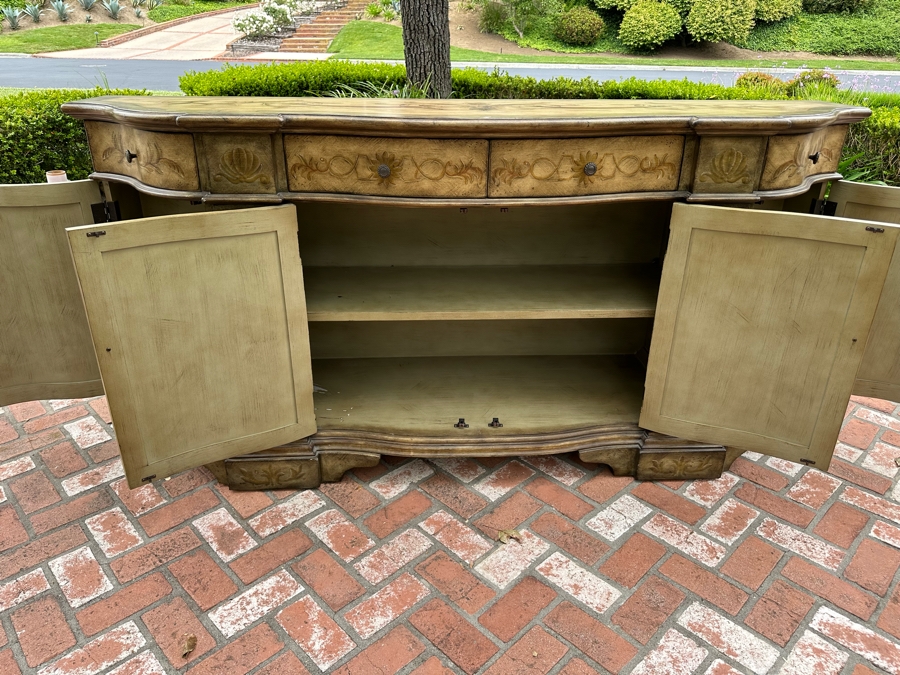 Seven Seas By Hooker Furniture Buffet Sideboard (Missing Hardware On Right Cabinet Door) 86'W X 22'D X 40'H Estimate $900 [Photo 9]