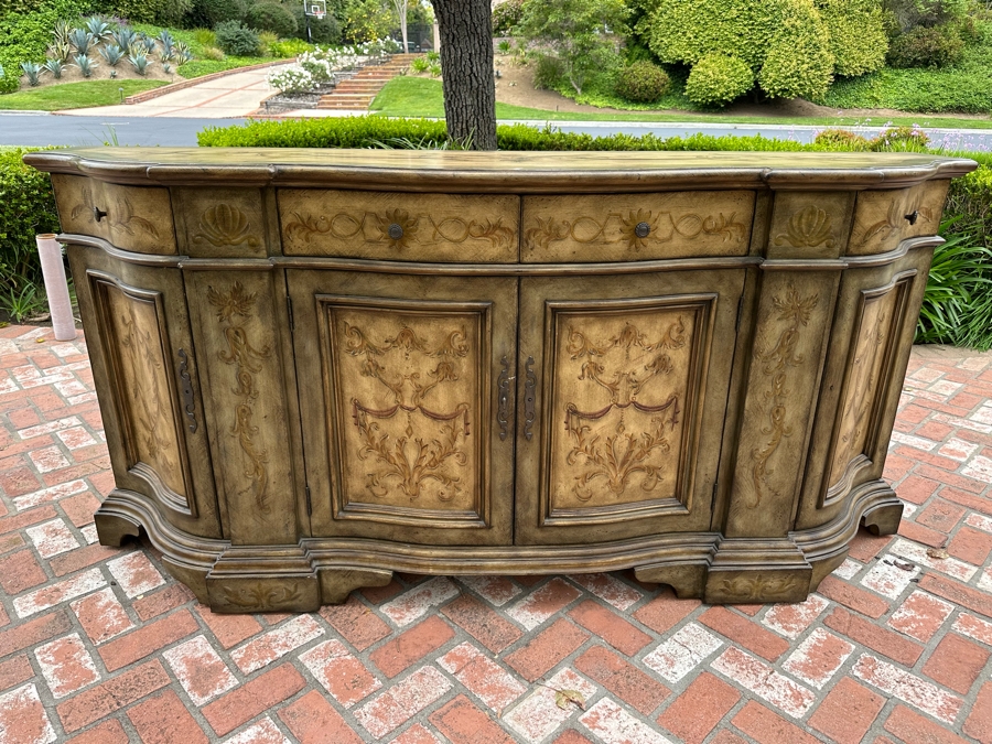 Seven Seas By Hooker Furniture Buffet Sideboard (Missing Hardware On Right Cabinet Door) 86'W X 22'D X 40'H Estimate $900 [Photo 2]