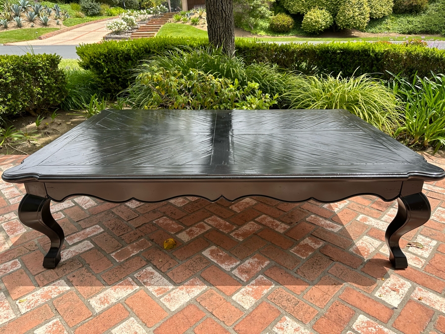 Large Century Furniture Black Wooden Cocktail Coffee Table 71'W X 47'D X 20'H